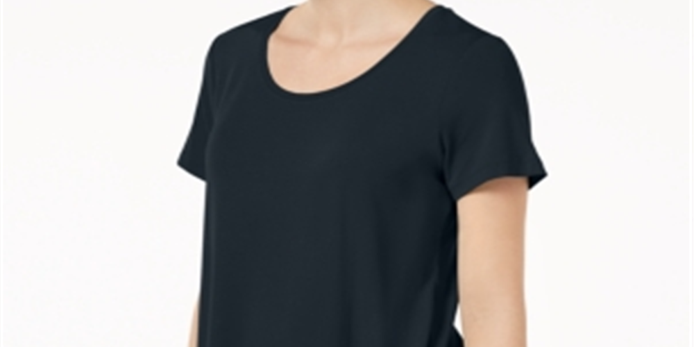 JM Collection Women's Scoop Neck Top Navy Size Medium