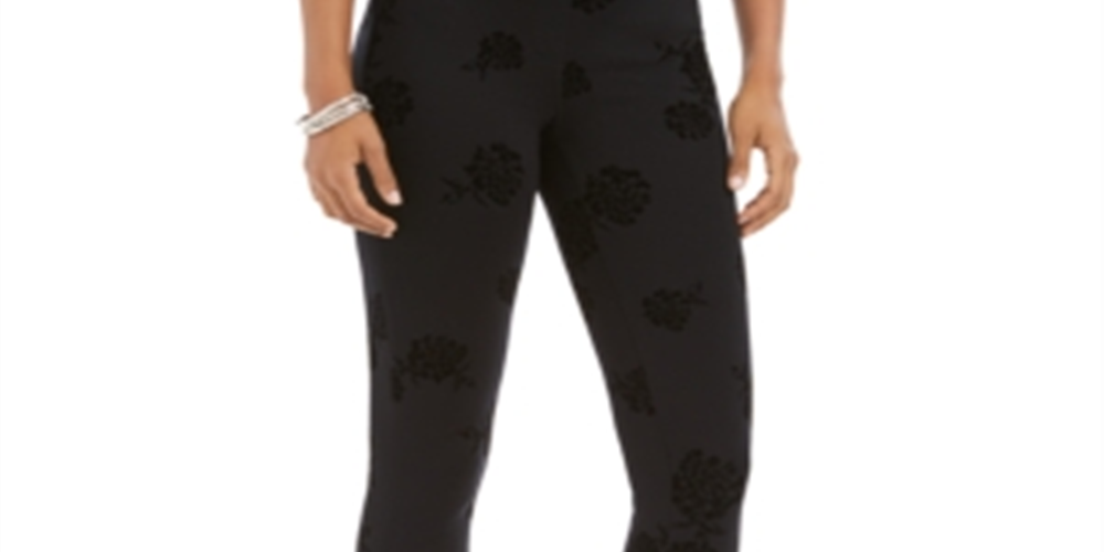 Style & CoWomen's Floral Flocked Ponte Knit Leggings Black Size X-Small