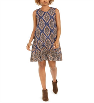 Style & CoWomen's Sleeveless Printed Swing Dress Blue Size Small