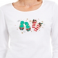 Karen Scott Women's Cotton Flip Flops Holiday Graphic Top White Size X-Large