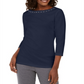 Karen Scott Women's Grommet Trim Cotton Top Blue Size Small