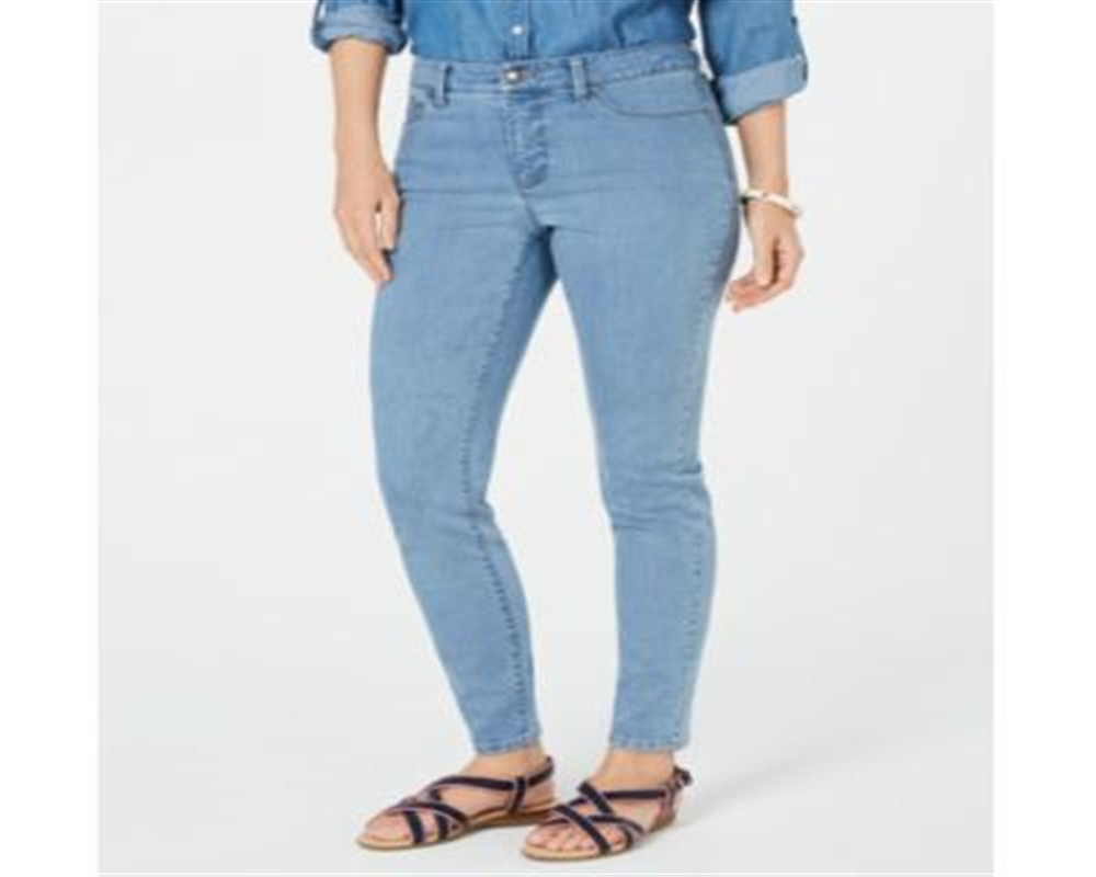 Charter Club Women's Bristol Skinny Ankle Jeans Light Blue Size 12