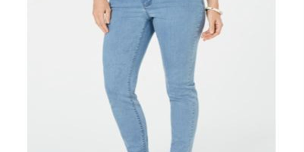 Charter Club Women's Bristol Skinny Ankle Jeans Light Blue Size 12