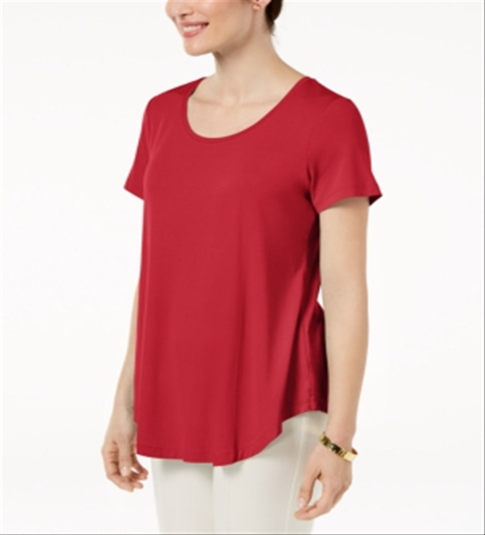 JM Collection Women's Shirttail Hem Top Green Size Petite L