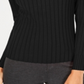 INC International Concepts Women's  Zip Detail Ribbed Sweater Black Size Petite Medium
