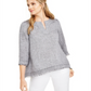 Charter Club Women's Frayed Hem Linen Top Gray Size X-Small