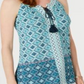 Style & CoWomen's Printed Tassel Tie Top  Blue Size Large
