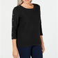 Karen Scott Women's 3/4 Sleeve Sweater Black Size Large