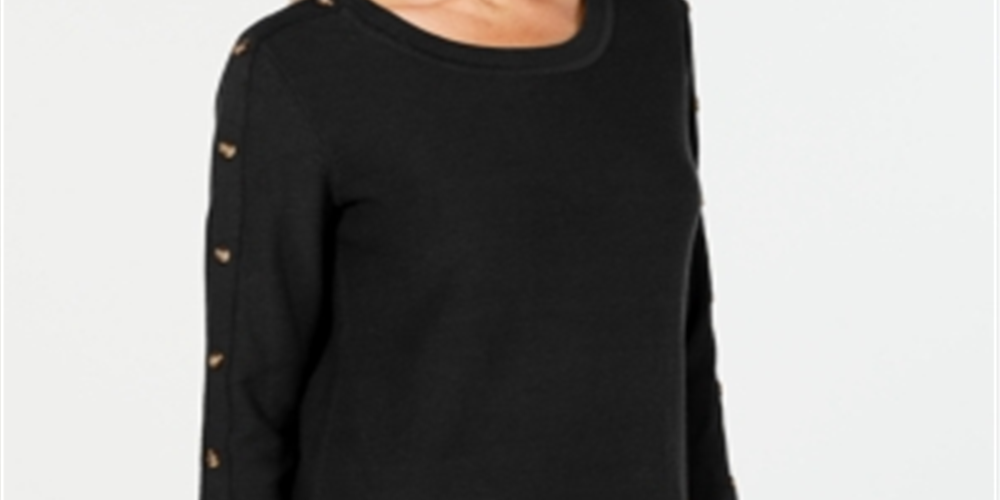Karen Scott Women's 3/4 Sleeve Sweater Black Size Large