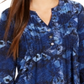 NY Collection Women's Notations 3/4 Sleeve Split Button Neck Tee Blue Size Petite Small