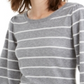 Maison Jules Women's Striped Puff Sleeve Sweater Gray Size Small