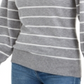 Maison Jules Women's Striped Puff Sleeve Sweater Gray Size Small