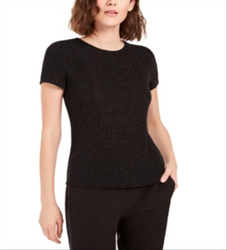 Bar III Women's Textured Sparkle Top Black Size Medium