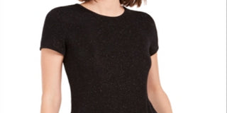 Bar III Women's Textured Sparkle Top Black Size Medium