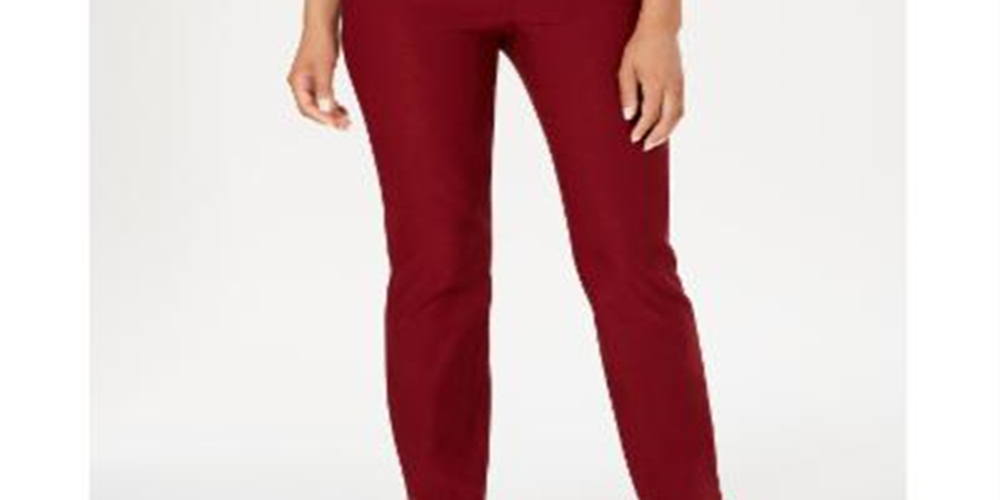 Charter Club Women's Cambridge Skinny Pull on Tummy Control Pants Red Size 8