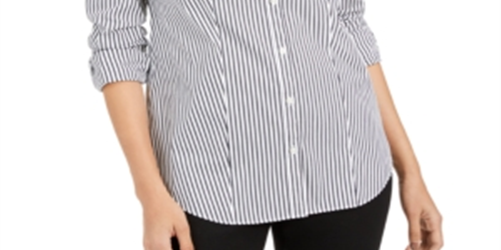Charter Club Women's Striped Shirt White Combo Size 18