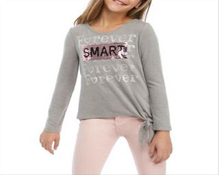 Beautees Big Girl's Forever Smart & Kind Flip Sequin Top Gray Size Medium