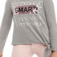 Beautees Big Girl's Forever Smart & Kind Flip Sequin Top Gray Size Medium