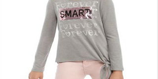 Beautees Big Girl's Forever Smart & Kind Flip Sequin Top Gray Size Medium