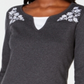 Karen Scott Women's Embroidered Cotton Layered Look Top Gray Size Medium