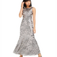 Calvin Klein Women's Sequined Sleeveless Jewel Neck Maxi Mermaid Formal Dress Gray Size 14