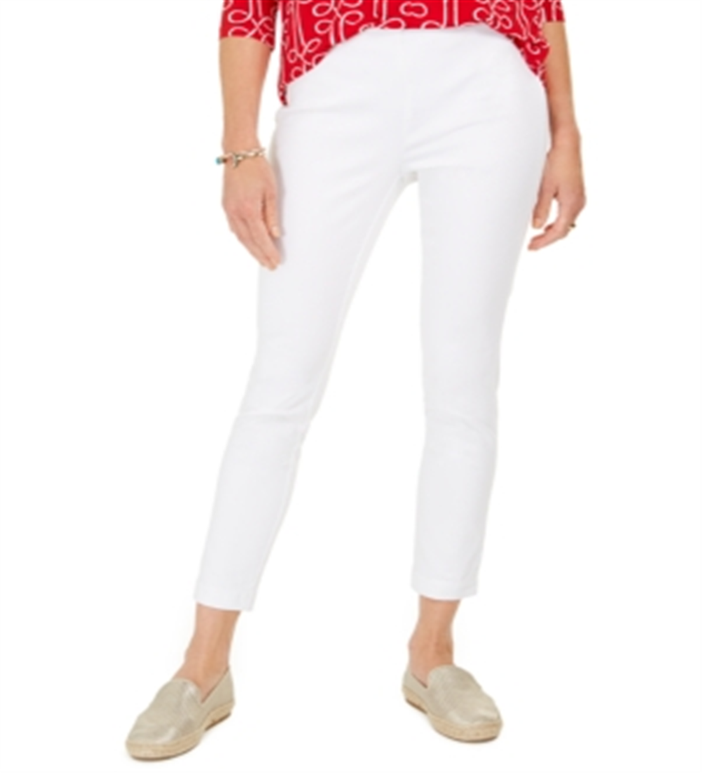 Charter Club Women's Chelsea Twill Tummy Control Cropped Pants White Size 12