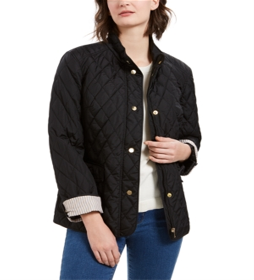 Charter Club Women's Quilted Jacket Black Size Small