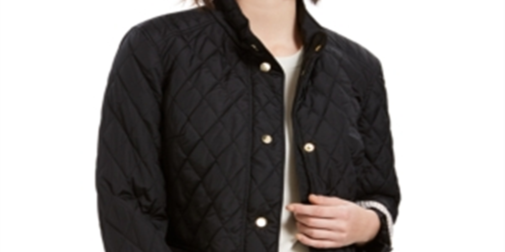 Charter Club Women's Quilted Jacket Black Size Small
