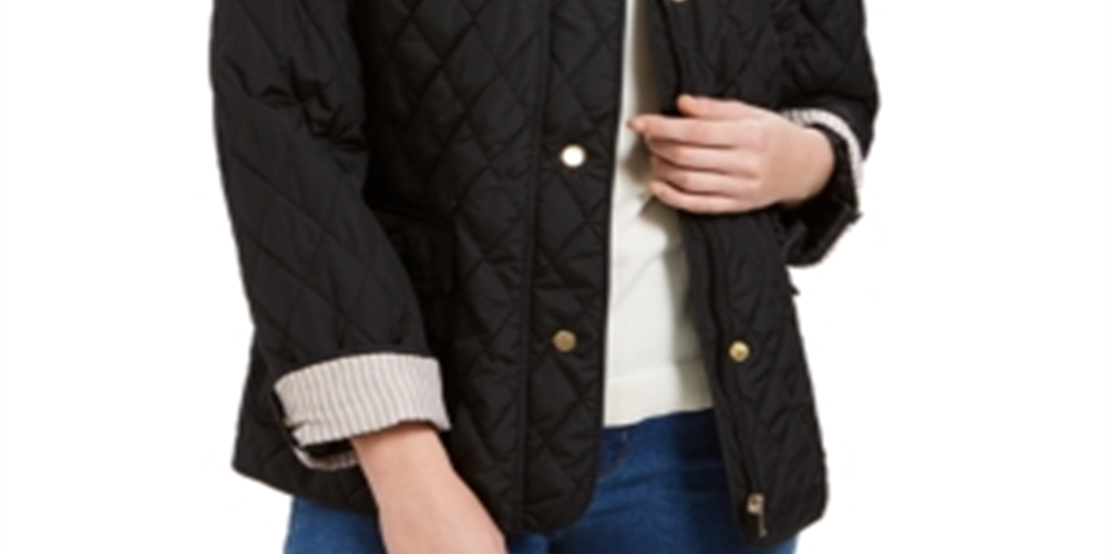 Charter Club Women's Quilted Jacket Black Size Small
