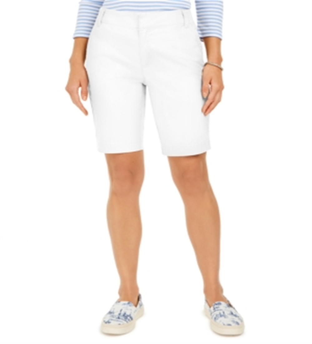 Charter Club Women's Bermuda Twill Shorts White Size 16