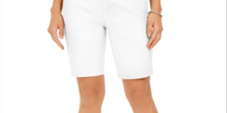 Charter Club Women's Bermuda Twill Shorts White Size 16