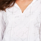 Charter Club Women's Foil Print Linen Top White Size Small