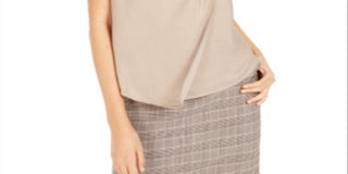 Bar III Women's Mock Neck Pleated Tank Top Beige Size Medium