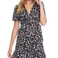 1.STATE Women's Romantic Vines Mini Floral Wrap Dress Black