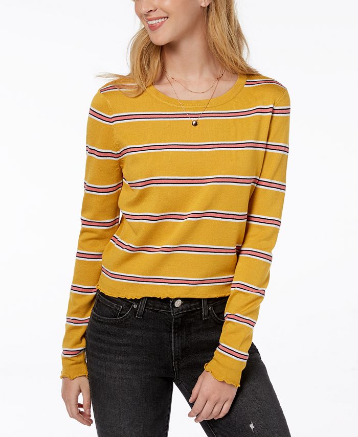 Ultra Flirt Junior's Lettuce Edge Pullover Green Size L