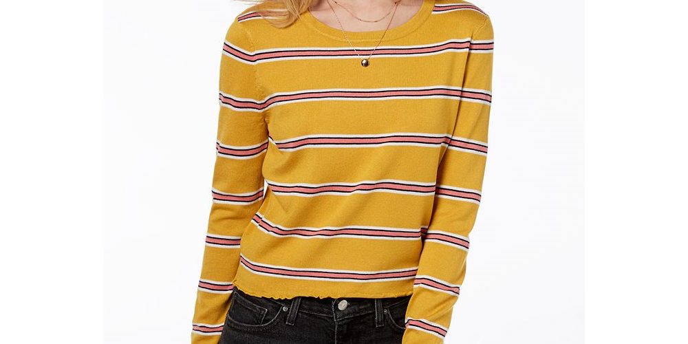 Ultra Flirt Junior's Lettuce Edge Pullover Green Size L