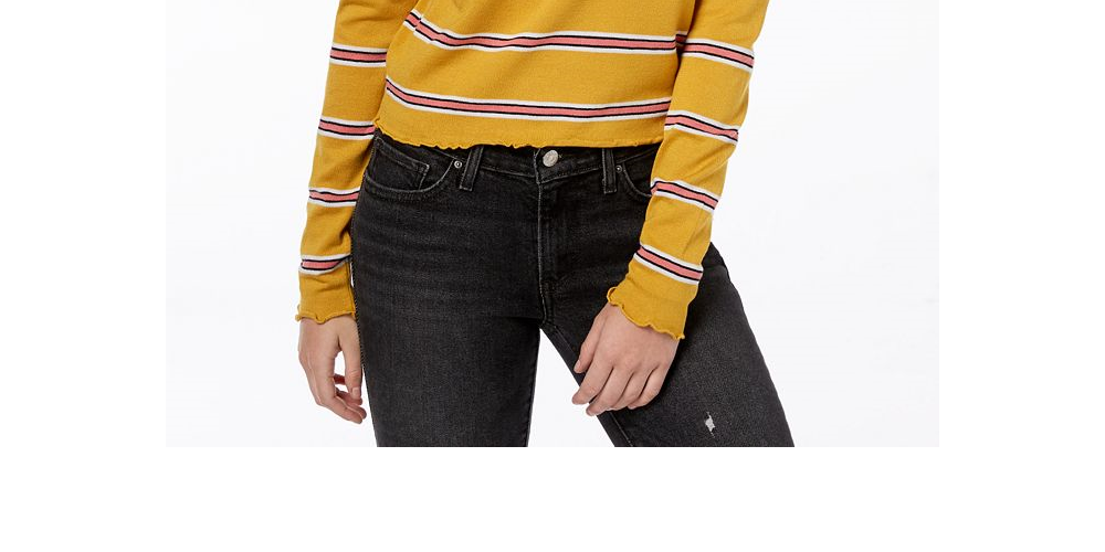 Ultra Flirt Junior's Lettuce Edge Pullover Green Size L