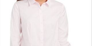 Charter Club Women's Classic Button Front Shirt Pink Size 6