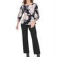 Calvin Klein Women's Printed Blouson Sleeve Top -Black Size XS