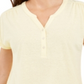 Style & Co Women's Dolman Sleeve Henley Linen Blend Top Yellow Size Small