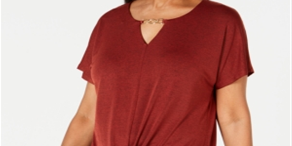 JM Collection Women's Twist Front Top Brick Size Petite L