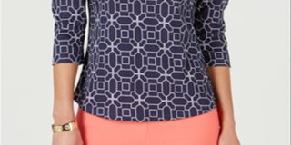 Charter Club Women's Printed Top Blue Size Petite XL