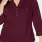 Karen Scott Women's Cotton Johnny Collar Utility Shirt Red Size Large