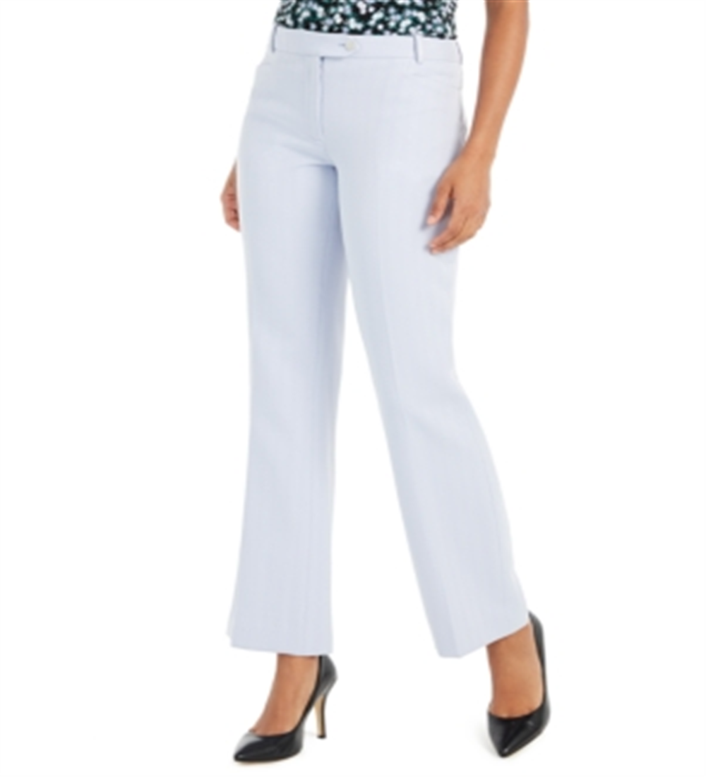 Calvin Klein Women's Patterned Straight Leg Pants Blue Size 4 Petite