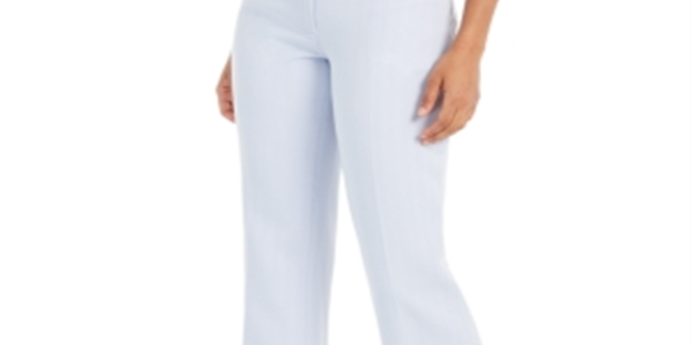 Calvin Klein Women's Patterned Straight Leg Pants Blue Size 4 Petite