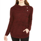 Style & Co Women's Heather Long Sleeve Crew Neck T-Shirt Evening Sweater Red Size X-Small