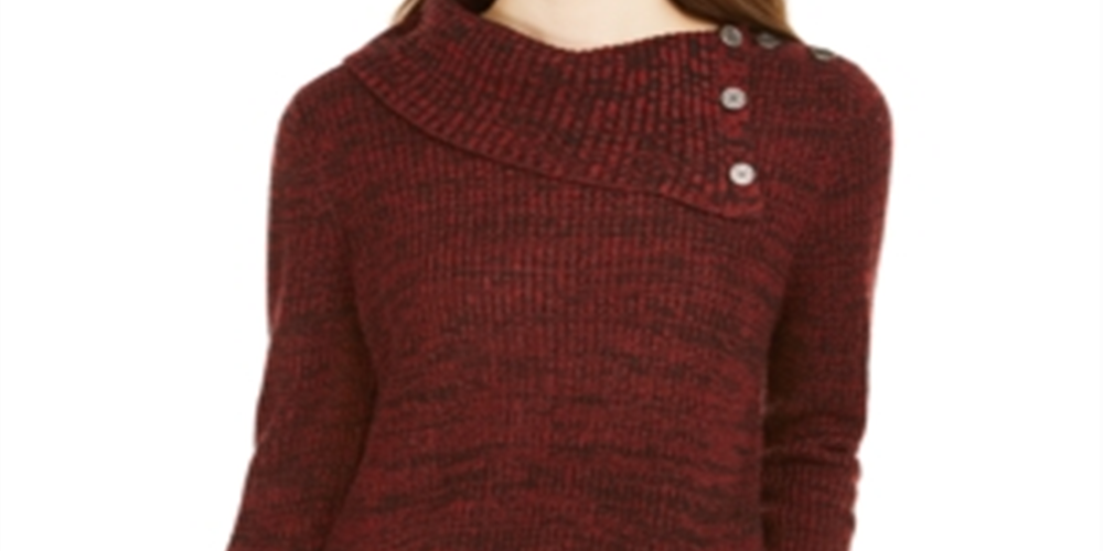 Style & Co Women's Heather Long Sleeve Crew Neck T-Shirt Evening Sweater Red Size X-Small