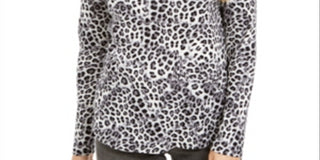 Charter Club Women's Printed Cotton Turtleneck Top White Size X-Large