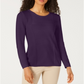 Karen Scott Women's Patchwork Stitch Pullover Sweater Purple Size Medium