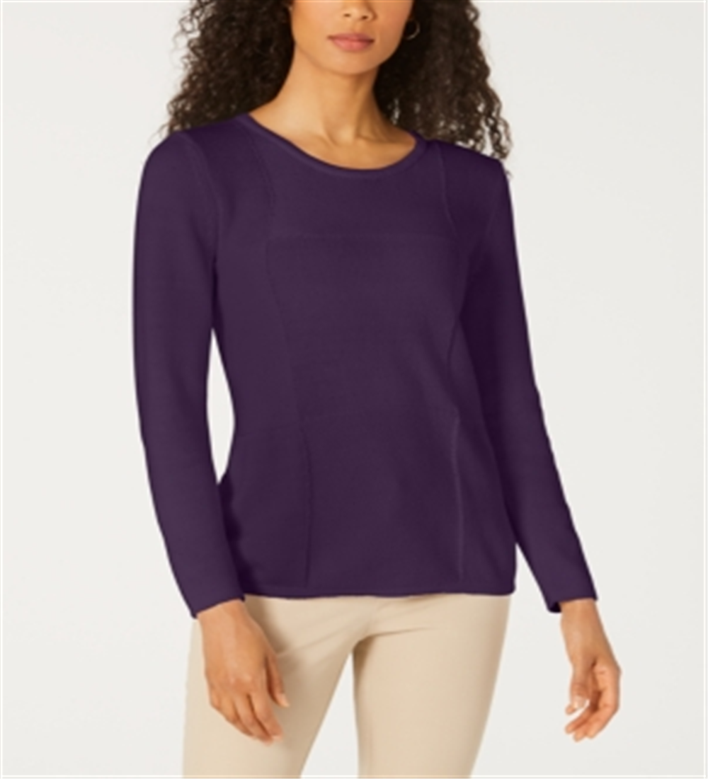 Karen Scott Women's Patchwork Stitch Pullover Sweater Purple Size Medium